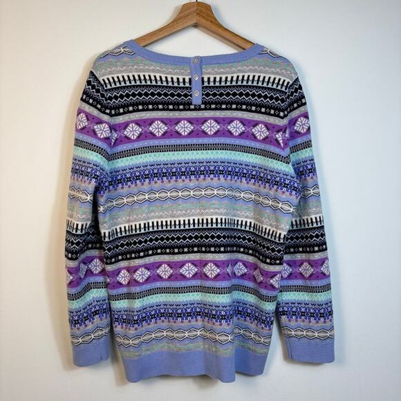 Talbots Cozy Fair Isle Crewneck Sweater size 1X Lambs Wool Preppy Warm Comfort - Picture 10 of 13